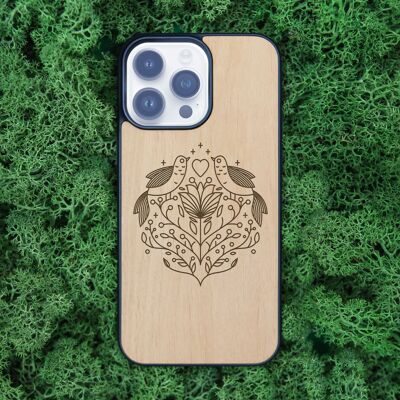 Funda de madera para iPhone – Birds Love