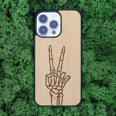 Custodia per iPhone in legno - Mano scheletrica