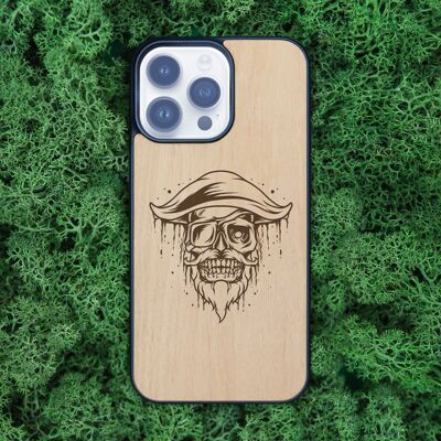 Coque iPhone en bois – Crâne de pirate