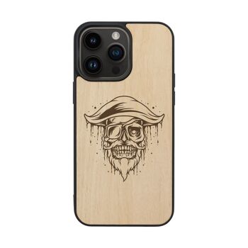 Coque iPhone en bois – Crâne de pirate 2