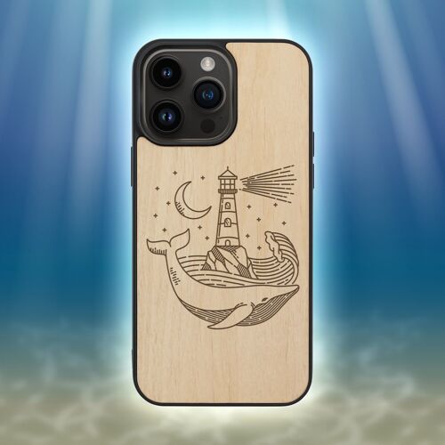 Wooden iPhone Case – Lighthouse And Whale