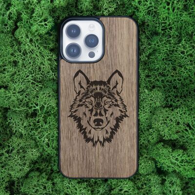 Coque iPhone en bois – Loup