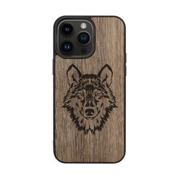 Coque iPhone en bois – Loup 2