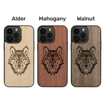 Coque iPhone en bois – Loup 3