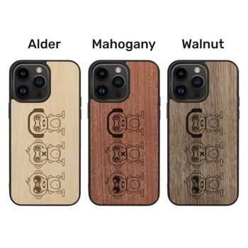 Coque iPhone en bois – Les Trois Singes de la Sagesse 3