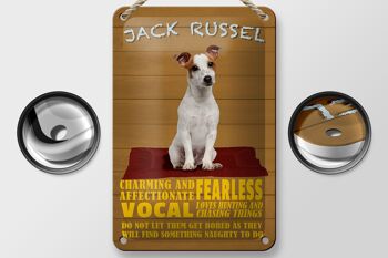 Panneau en étain avec inscription en forme de chien Jack Russel, 12x18cm, décoration charmante 2