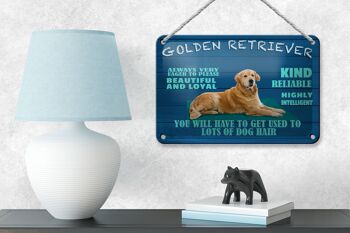 Panneau en étain indiquant 18x12cm, chien Golden Retriever, décoration très désireuse 4