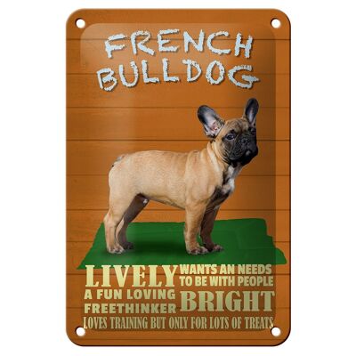 Letrero de chapa que dice decoración animada de perro Bulldog Francés de 12x18cm