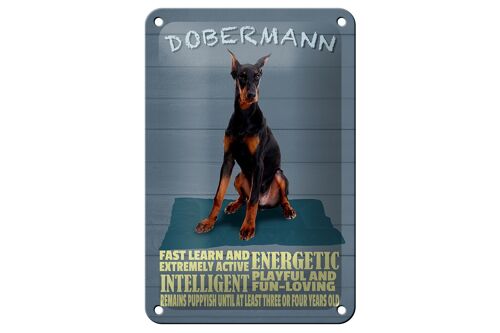 Blechschild Spruch 12x18cm Dobermann Hund fast learn and Dekoration
