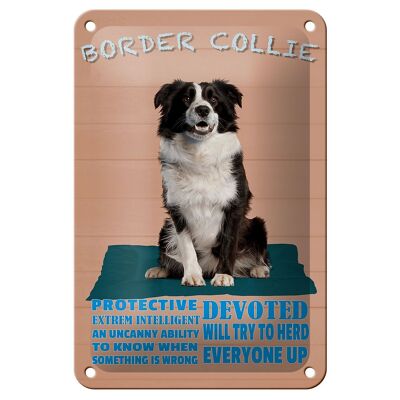 Cartel de chapa que dice decoración protectora para perro Border Collie, 12x18cm