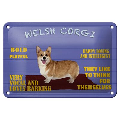 Tin sign saying 18x12cm Welsh Corgi dog bold playful decoration