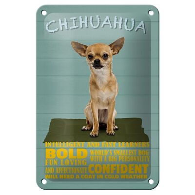 Letrero de chapa con texto en inglés "Perro chihuahua" de 12x18 cm, decoración segura y atrevida