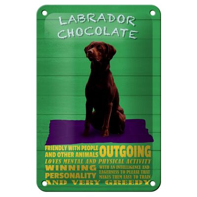 Targa in metallo con scritta "Decorazione cane Labrador cioccolato" 12x18 cm