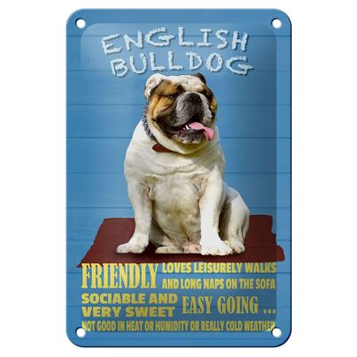 Targa in metallo con scritta Bulldog inglese 12x18 cm, decorazione adatta ai cani