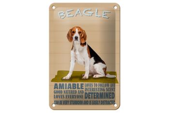 Panneau en étain indiquant que le chien Beagle aime suivre n'importe quelle décoration, 12x18cm 1