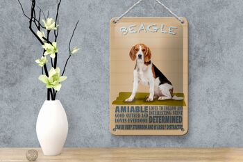Panneau en étain indiquant que le chien Beagle aime suivre n'importe quelle décoration, 12x18cm 4