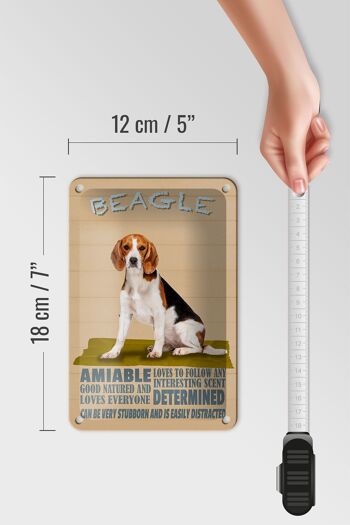 Panneau en étain indiquant que le chien Beagle aime suivre n'importe quelle décoration, 12x18cm 5