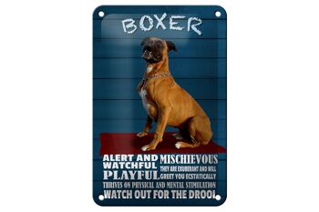 Panneau en étain disant chien boxer 12x18cm, décoration ludique et vigilante 1