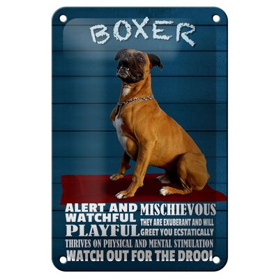 Blechschild Spruch 12x18cm Boxer Hund watchful playful Dekoration