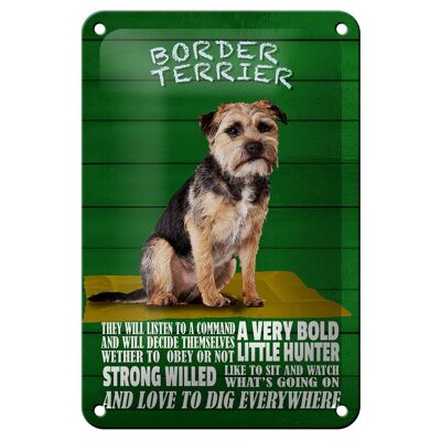 Cartel de chapa con texto "Perro Border Terrier" de 12x18 cm, una decoración muy atrevida