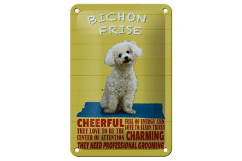 Plaque en tôle disant 12x18cm chien Bichon Frise décoration joyeuse 1