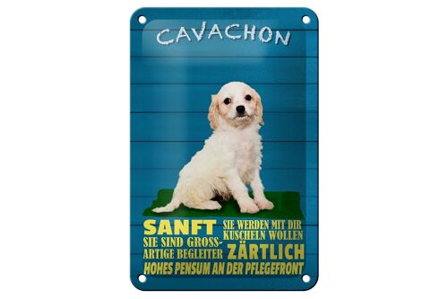 Blechschild Spruch 12x18cm Cavachon Hund sanft zärtlich Dekoration