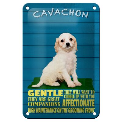 Cartel de chapa con texto "Perro Cavachon" 12x18cm, decoración afectuosa y suave
