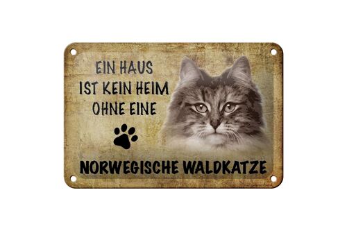 Blechschild Spruch 18x12cm Norvegische Waldkatze Katze Dekoration