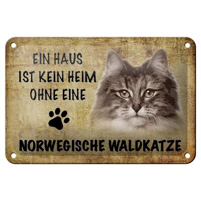 Cartel de chapa que dice 18x12 cm Decoración de gato del bosque noruego