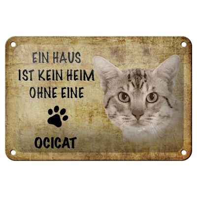 Cartel de chapa con texto "Ocicat cat 18x12cm" sin decoración del hogar
