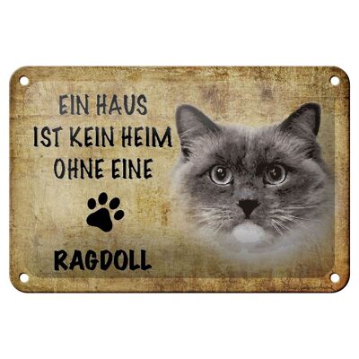 Cartel de chapa con texto "Gato Ragdoll de 18x12 cm sin decoración del hogar"