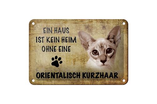 Blechschild Spruch 18x12cm orientalisch Kurzhaar Katze Dekoration