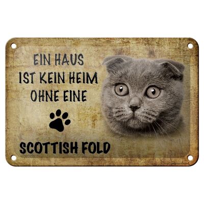 Letrero de chapa que dice Decoración de gato Scottish Fold 18x12cm