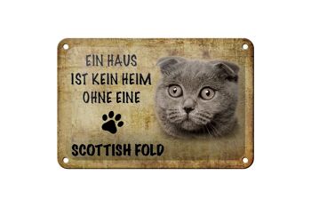 Panneau en étain indiquant une décoration de chat Scottish Fold, 18x12cm 1