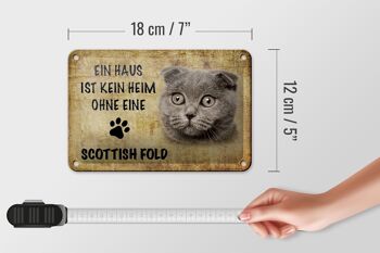 Panneau en étain indiquant une décoration de chat Scottish Fold, 18x12cm 5