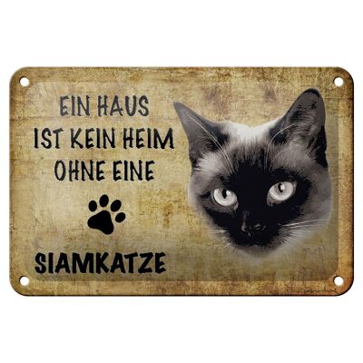 Cartel de chapa con texto "Gato siamés de 18x12 cm" sin decoración del hogar