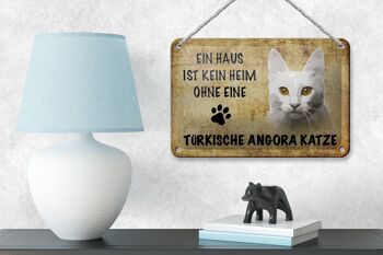 Panneau en étain disant 18x12cm, décoration cadeau pour chat Angora turc 4