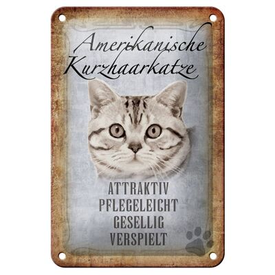 Tin sign saying 12x18cm American cat shorthair decoration