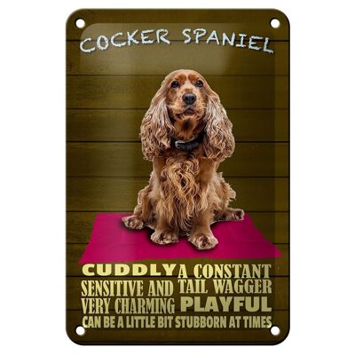 Cartel de chapa con texto "Cocker Spaniel" 12x18 cm, decoración de peluche