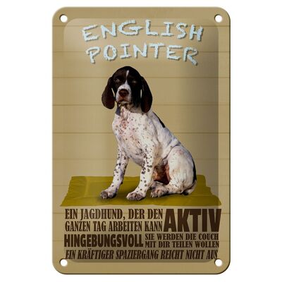 Cartel de chapa que dice 12x18 cm, decoración activa del perro de caza Pointer Inglés