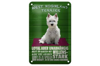 Panneau en étain disant 12x18cm, décoration forte pour chien West Highland Terrier 1