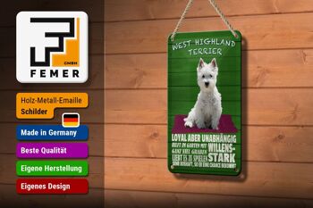 Panneau en étain disant 12x18cm, décoration forte pour chien West Highland Terrier 3