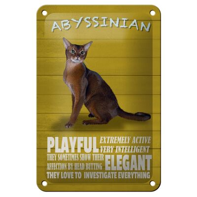 Cartel de chapa con texto "Gato abisinio", decoración elegante y juguetona, 12x18cm