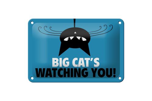 Blechschild Spruch 18x12cm Big cat`s watching you Katze Dekoration