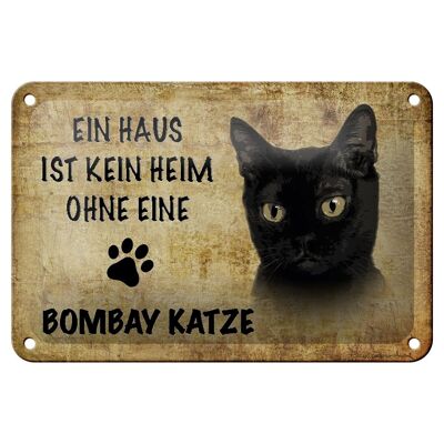 Cartel de chapa que dice 18x12cm Bombay cat sin decoración del hogar