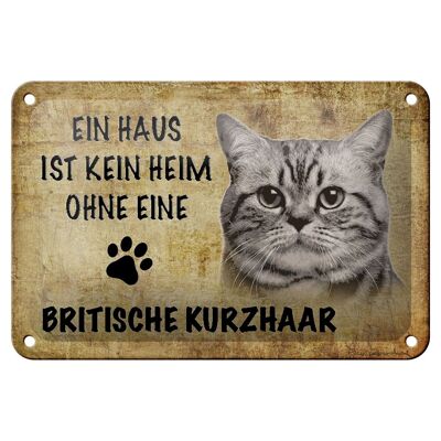 Targa in latta con scritta 18x12 cm Decorazione Gatto British Shorthair