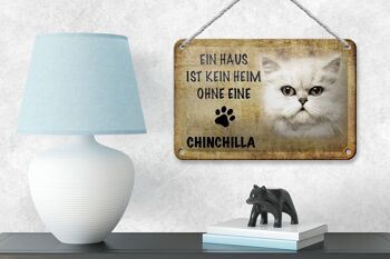 Panneau en étain indiquant un chat chinchilla sans décoration pour la maison, 18x12cm 4