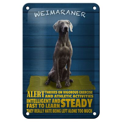 Targa in metallo con scritta "Allerta cane Weimaraner" 12x18 cm e decorazione stabile