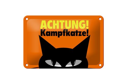 Blechschild Spruch 18x12cm Achtung Kampfkatze Katze Dekoration