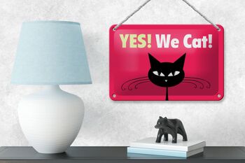 Panneau en étain disant 18x12cm Yes We cat, décoration de chat 4